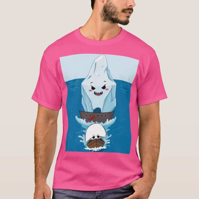 Giant Iceberg jagen ein winziges Schiff T-Shirt (Vorderseite)
