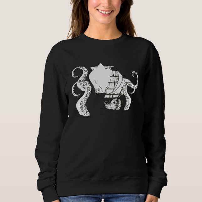 Giant Octopus Vintage Kraken Sailing Squid Sweatshirt (Vorderseite)