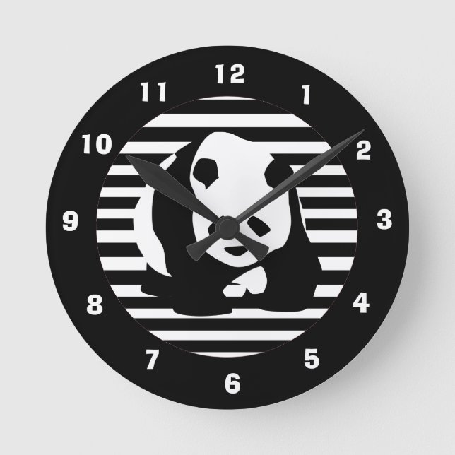 Giant Panda and Stripes Runde Wanduhr (Vorderseite)