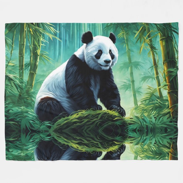 Giant Panda im Bamboo-Wald Fleecedecke (Vorderseite (Horizontal))