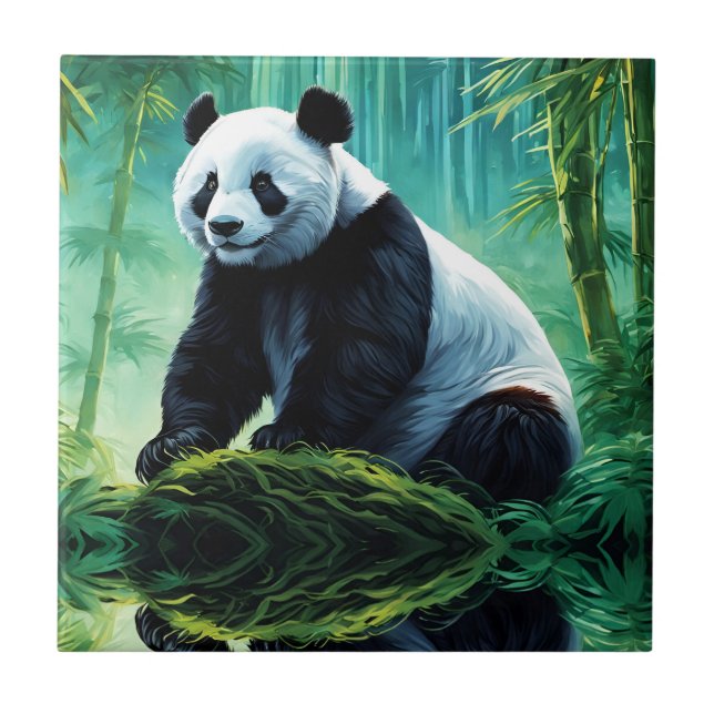 Giant Panda im Bamboo-Wald Fliese (Vorderseite)