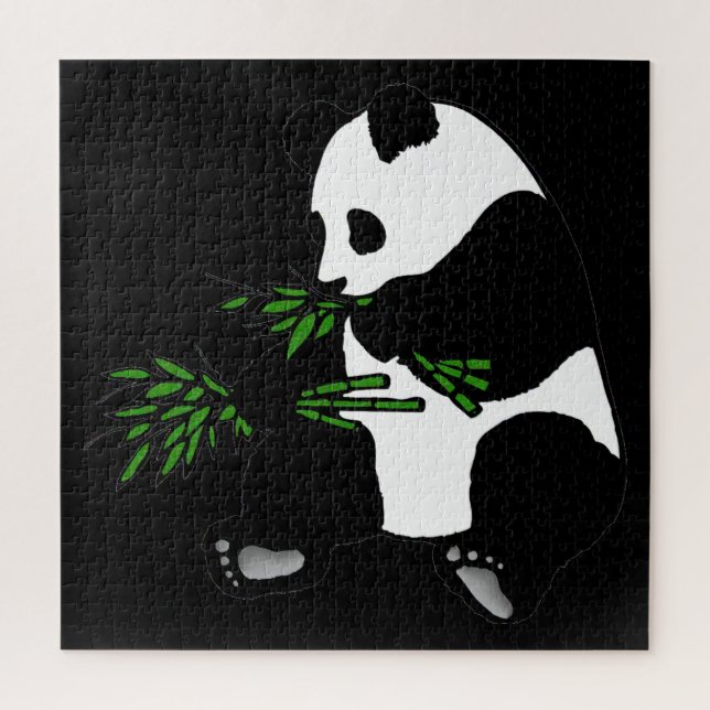 Giant Panda isst Bamboo Black (Vertikal)