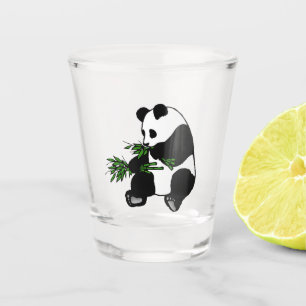 Giant Panda isst Bamboo Glass Schnapsglas