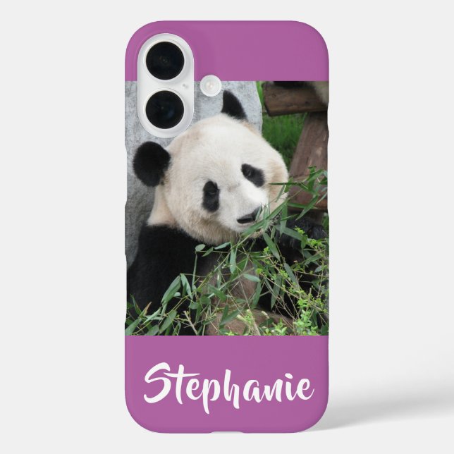 Giant Panda, Orchid, Lila, Name iPhone 16 Hülle (Rückseite)