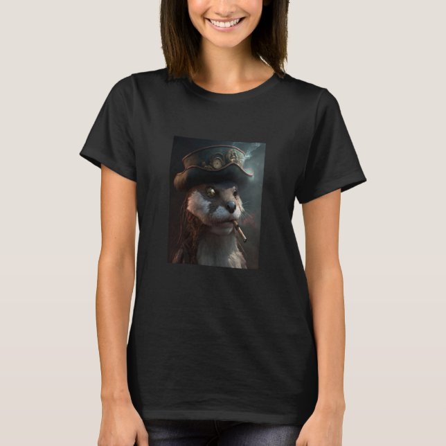 Giant River Otter Cool Otter Pirate T-Shirt (Vorderseite)