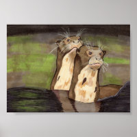 Giant River Otters 12x18