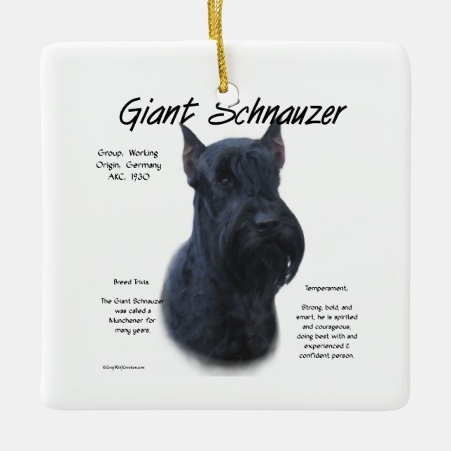 Giant Schnauzer Geschichtsdesign Keramikornament (Vorderseite)