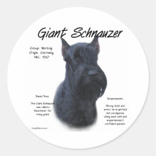Giant Schnauzer Geschichtsdesign Runder Aufkleber