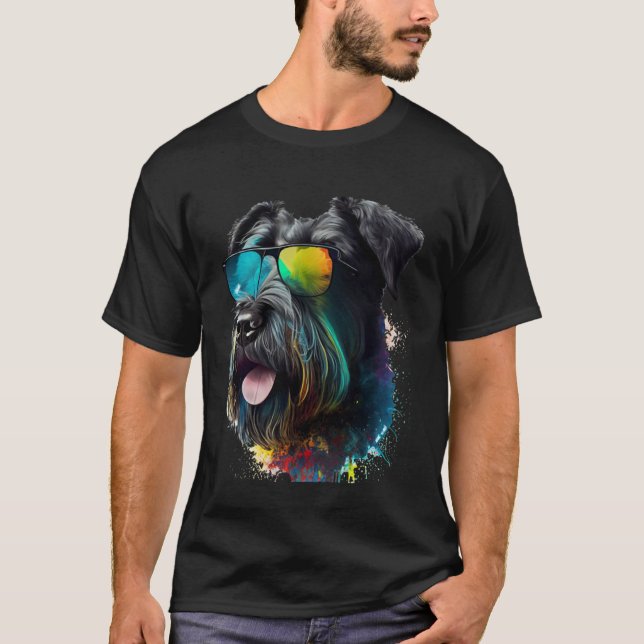Giant schnauzer walking dog fans party sunglasses T-Shirt (Vorderseite)