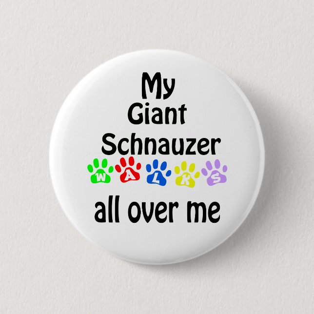 Giant Schnauzer Walks Design Button (Vorderseite)