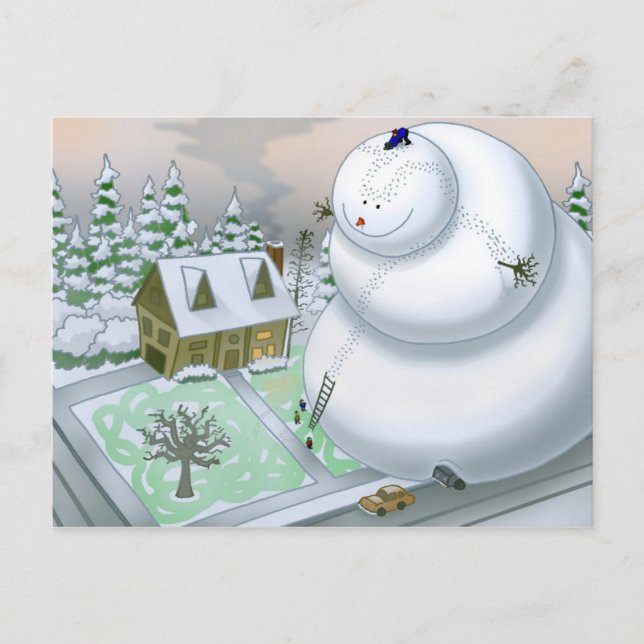 Giant Snowman Postcard Postkarte (Vorderseite)