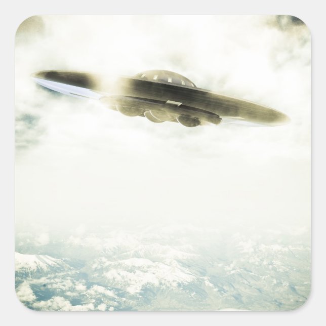 Giant UFO Quadratischer Aufkleber (Vorderseite)