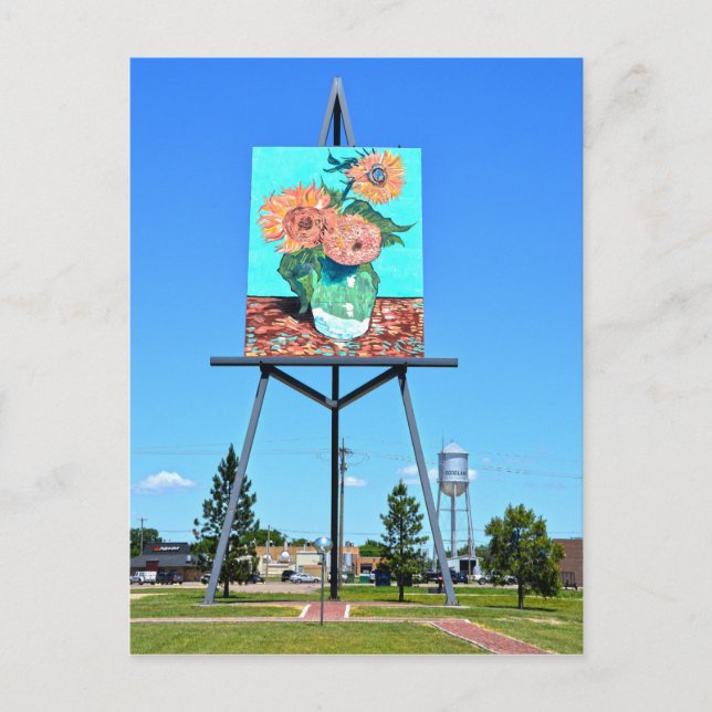 Giant Van Gogh's Sunflowers Artwork, Goodland, KS Postkarte (Vorderseite)