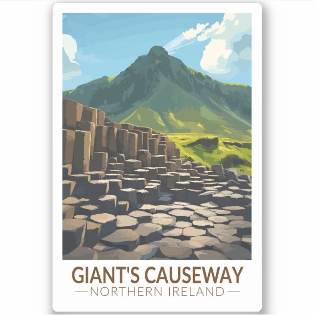 Giant's Causeway Nordirland Illustration Aufkleber (Vorderseite)