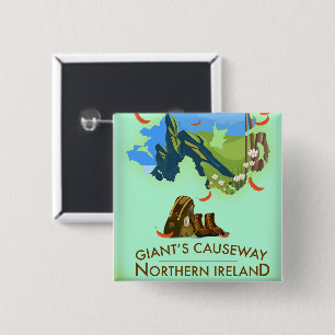 Giants Causeway Nordirland Karte Reiseplakat Button