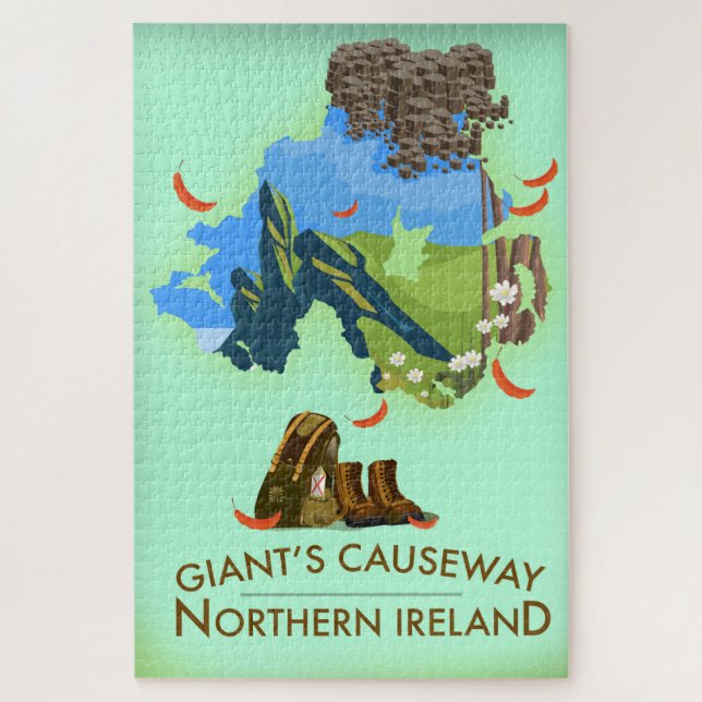 Giants Causeway Northern Ireland Map Reiseplakat (Vertikal)