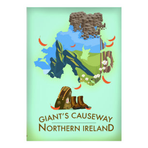 Giants Causeway Northern Ireland Map Reiseplakat Fotodruck