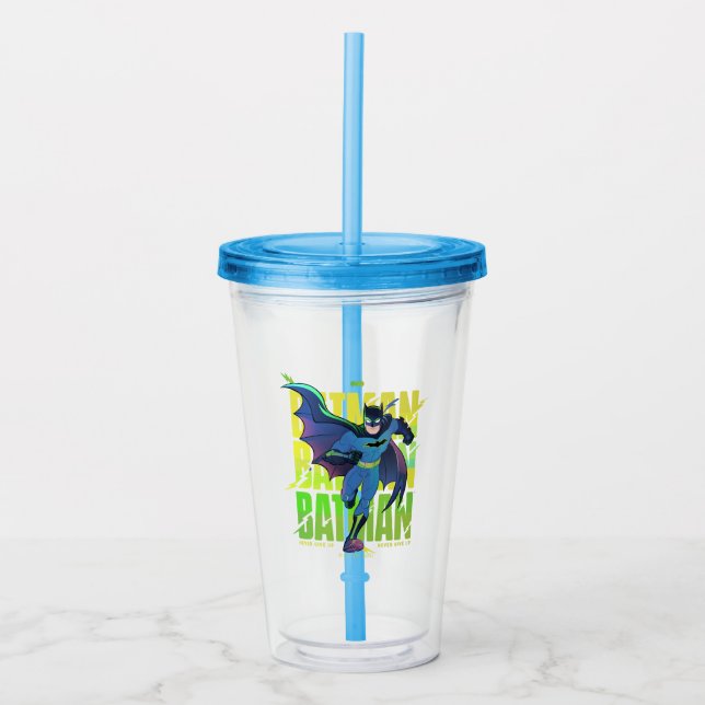 Gib Batman nie auf, der mit Grafik läuft Acryltrinkbecher (Vorderseite)