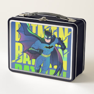 Gib Batman nie auf, der mit Grafik läuft Metall Brotdose