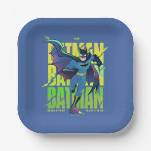 Gib Batman nie auf, der mit Grafik läuft Pappteller