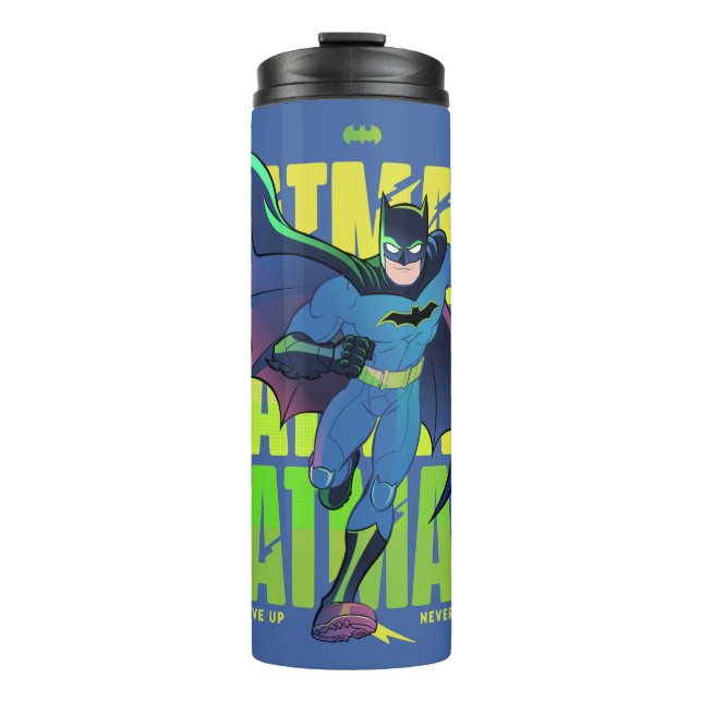 Gib Batman nie auf, der mit Grafik läuft Thermosbecher (Vorderseite)