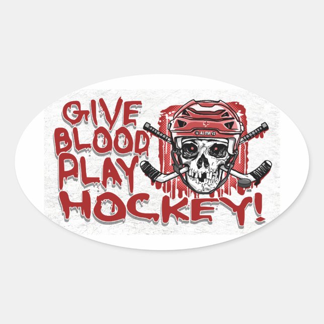 Gib Blood Play Hockey Red Ovaler Aufkleber (Vorderseite)