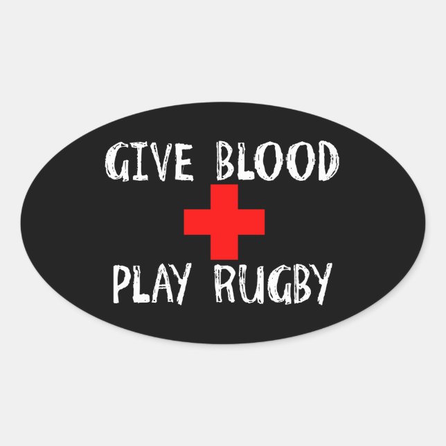 Gib Blut, spiele Rugby Ovaler Aufkleber (Vorderseite)