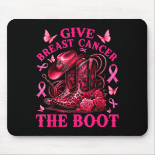 Gib Brustkrebs den Laufstiefel Cowgirl Krebsbewuss Mousepad