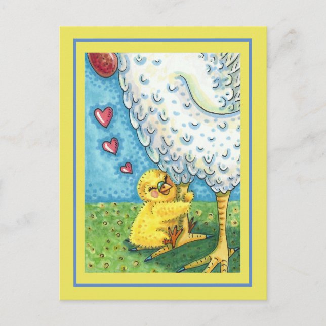 GIB DEIN MOMMA, NIEDLICH BABY CHICK LIEBEN MUTTER  POSTKARTE (Vorderseite)