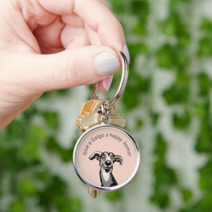 Gib einem Galgo eine glückliche Zuhause, rosa, gra Schlüsselanhänger