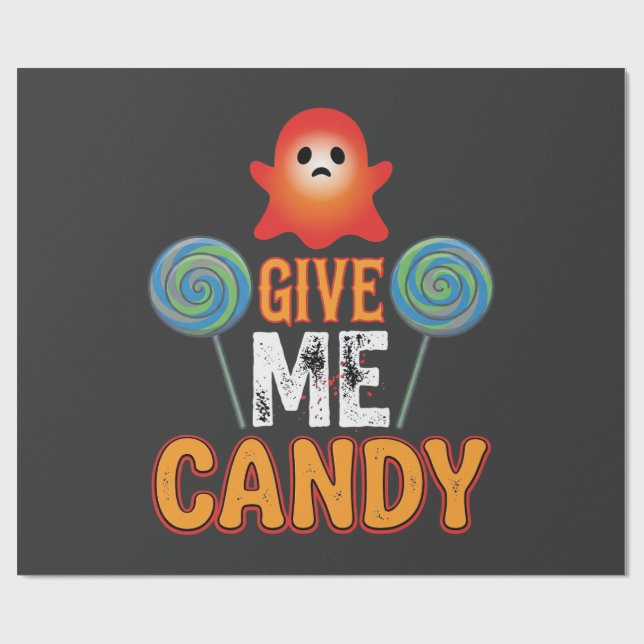 Gib mir Candy Halloween Geist_1 Geschenkpapier (Flach)
