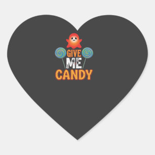 Gib mir Candy Halloween Geist_1 Herz-Aufkleber
