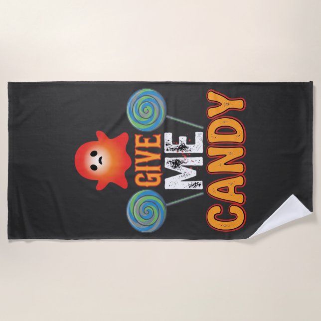 Gib mir Candy Halloween Geist_1 Strandtuch (Vorderseite)