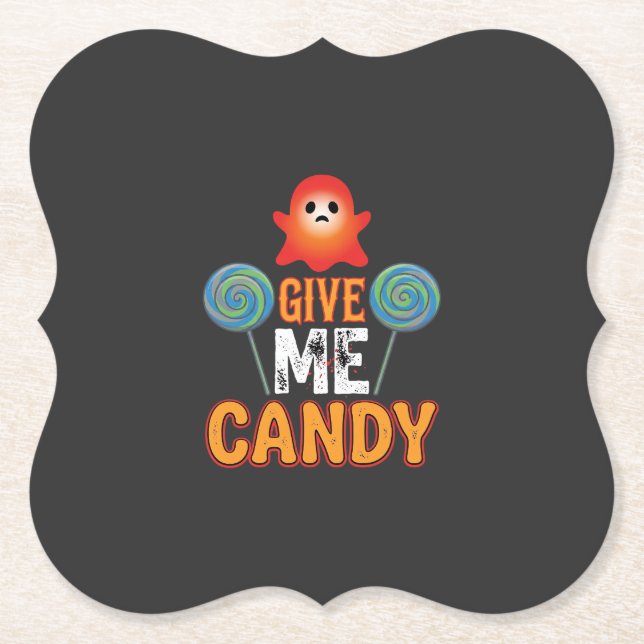 Gib mir Candy Halloween Geist_1 Untersetzer (Vorderseite)
