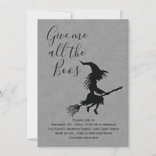 Gib mir das ganze Boos-Linen-Halloween-Party Einladung