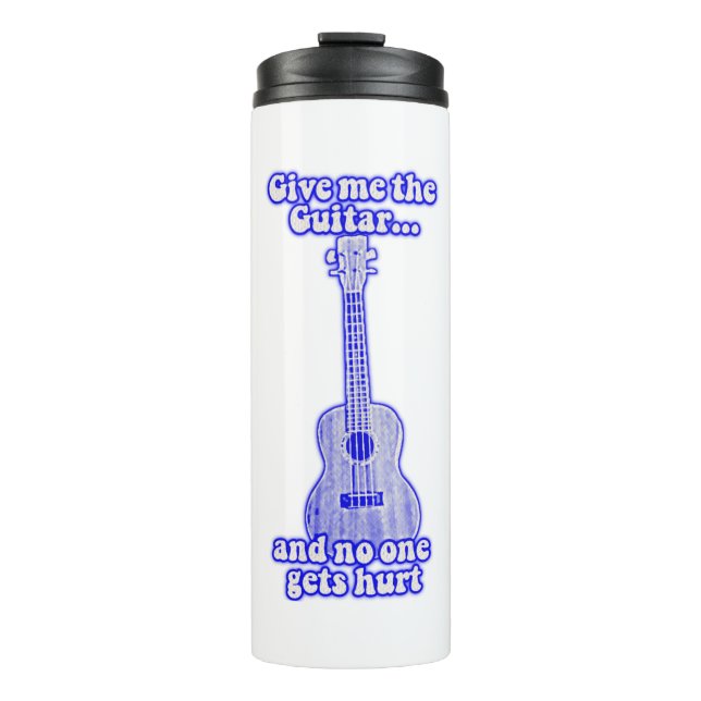 Gib mir die Gitarre und niemand wird verletzt.retr Thermosbecher (Vorderseite)