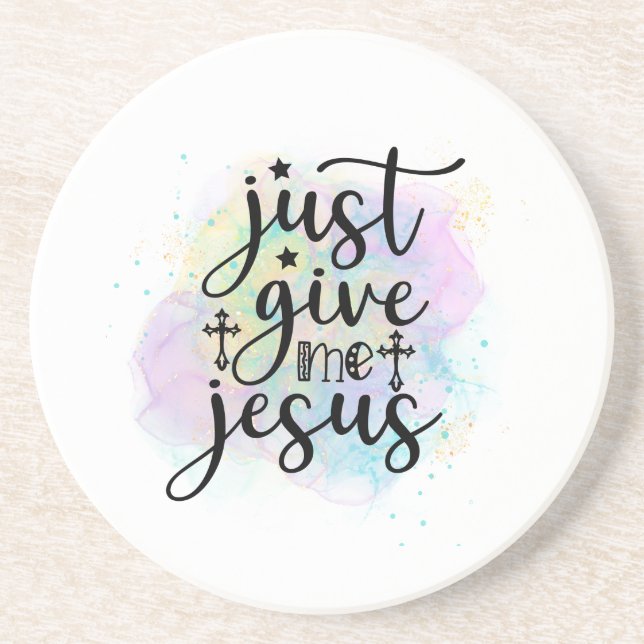 Gib mir einfach Jesus Christliche Anbetung Song Getränkeuntersetzer (Vorne)