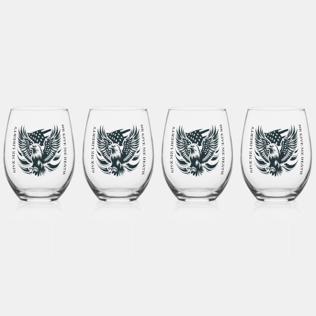 Gib mir Freiheit oder gib mir das Set des Toten Tr Weinglas Ohne Stiel (Vorderseite)