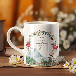 Gib mir Jesus Berg-Wildblumen-Monogramm Kaffeetasse