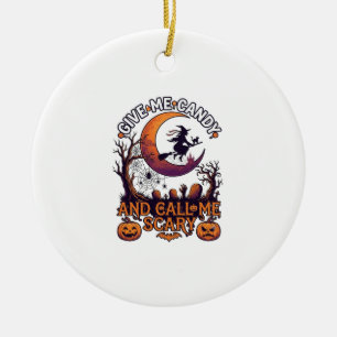 Gib mir Kaugummi, rufe gruselige Hexe Mond Kürbiss Keramik Ornament