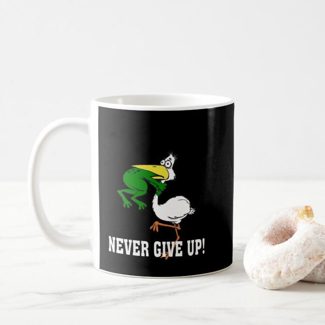 Gib nie Froschvogel auf Kaffeetasse (Mit Donut)