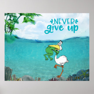 Gib nie Froschvogel auf Poster
