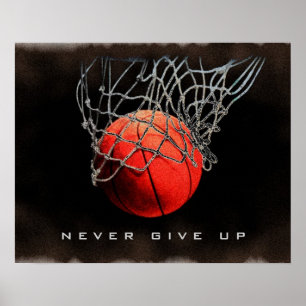 Gib Niemals Auf Nahaufnahme Basketball Poster