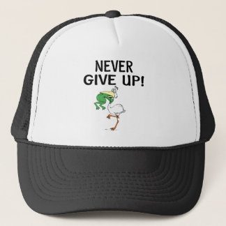 Gib niemals Motivierend Pelikane und Frosch auf Truckerkappe