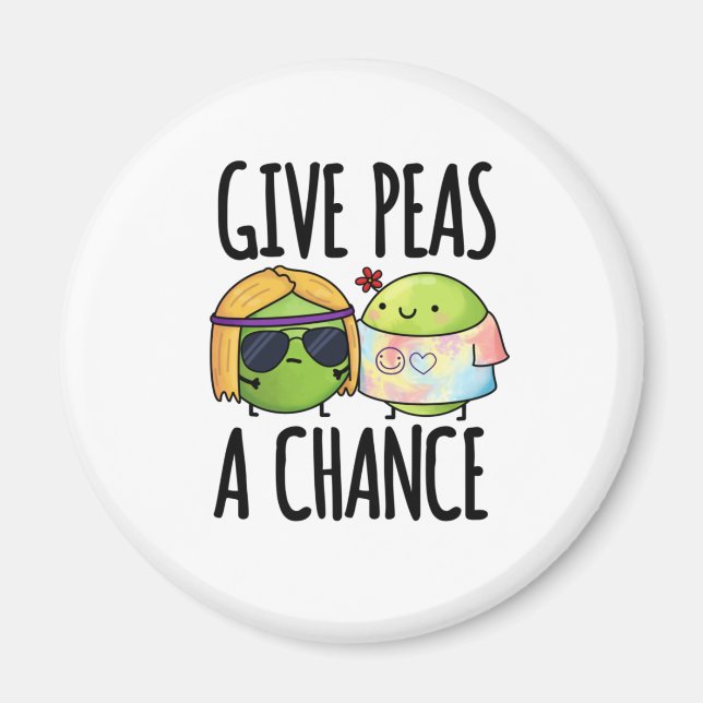 Gib Peas A Chance Funny Hippie Peas Puff Magnet (Vorne)