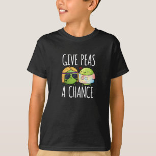 Gib Peas a Chance Funny Hippie Peas Pun Dark BG T-Shirt