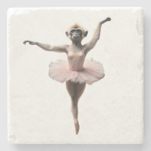 Gibbon-Affen-Ballett-Tänzer in einem Tutu, Steinuntersetzer
