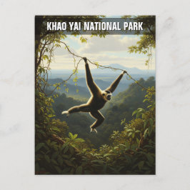 Gibbon in Khao Yai Nationalpark Thailand Postkarte