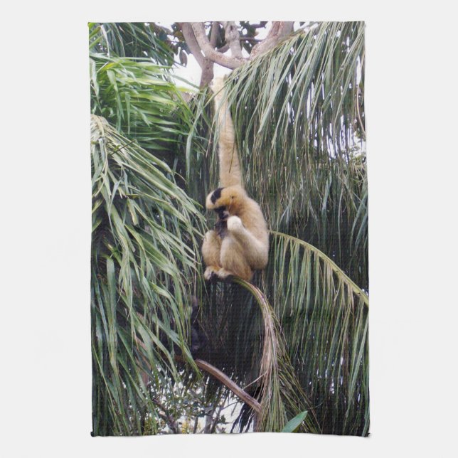 Gibbon Monkey, der nur herumhing, Geschirrtuch (Vertikal)