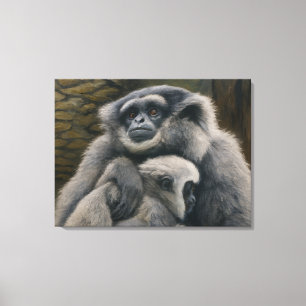 Gibbon Shelter - Portrait über die emotionale Wild Leinwanddruck